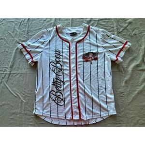 Betty Boop Baseball Jersey XL White Pinstripe Attitude Is Everything Fleischer